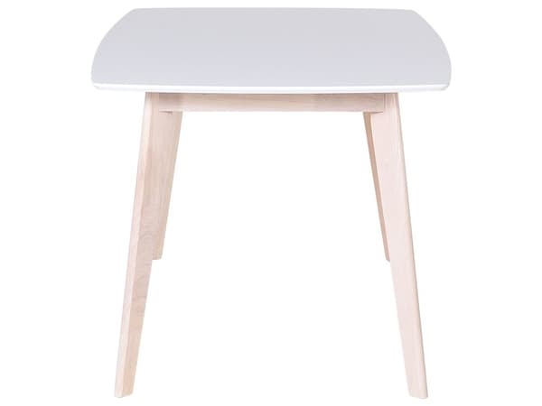 Ruokapöytä valkoinen 150 x 90 x 75 cm MDF-levy vaalea kumipuu matta 4 hengelle