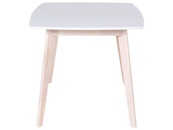 Ruokapöytä valkoinen 150 x 90 x 75 cm MDF-levy vaalea kumipuu matta 4 hengelle