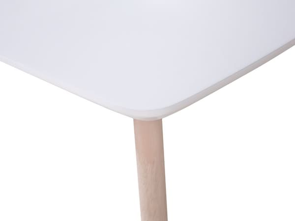 Ruokapöytä valkoinen 150 x 90 x 75 cm MDF-levy vaalea kumipuu matta 4 hengelle