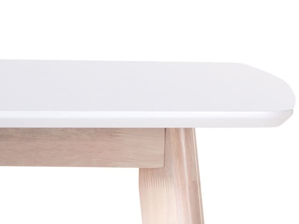 Ruokapöytä valkoinen 150 x 90 x 75 cm MDF-levy vaalea kumipuu matta 4 hengelle