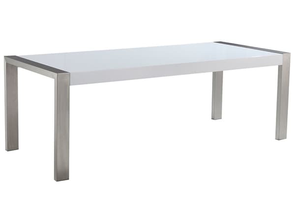 Ruokapöytä valkoinen 220 x 90 x 75 cm rosteriset jalat 8 hengelle MDF-levy