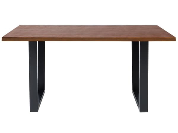 Matbord Mörk Trä Topp Svarta Metall Slädeben 160 x 90 cm Industriell Modern