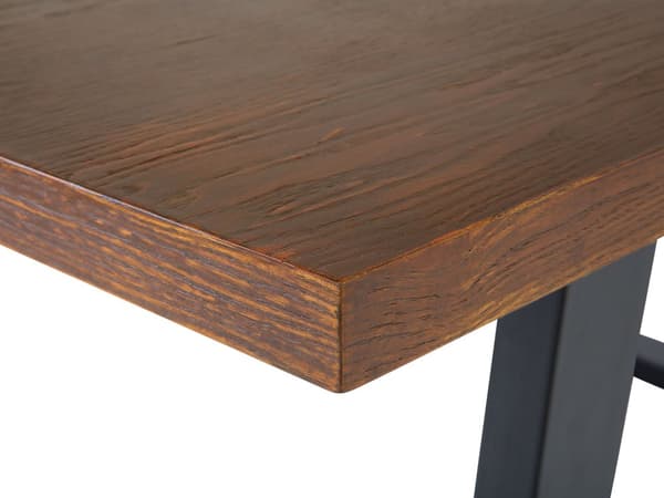 Matbord Mörk Trä Topp Svarta Metall Slädeben 160 x 90 cm Industriell Modern