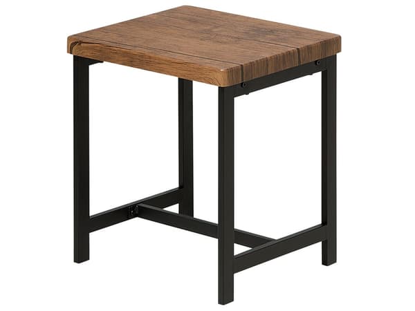 Matmöblemang Mörk trä Rektangulär Topp 120 x 75 cm Svart Metallram 4-sits med Pallar
