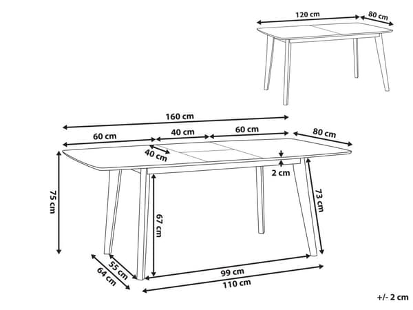 Matbord Vit Träben 120 - 160 x 80 cm Rektangulär Skandinavisk Stil