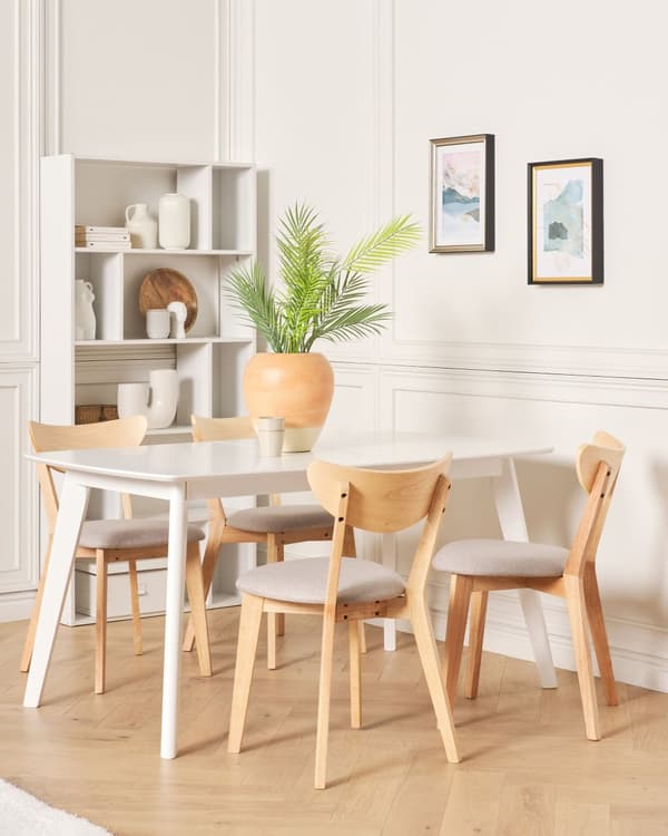 Matbord Vit Träben 120 - 160 x 80 cm Rektangulär Skandinavisk Stil