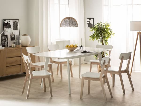 Matbord Vit Träben 120 - 160 x 80 cm Rektangulär Skandinavisk Stil