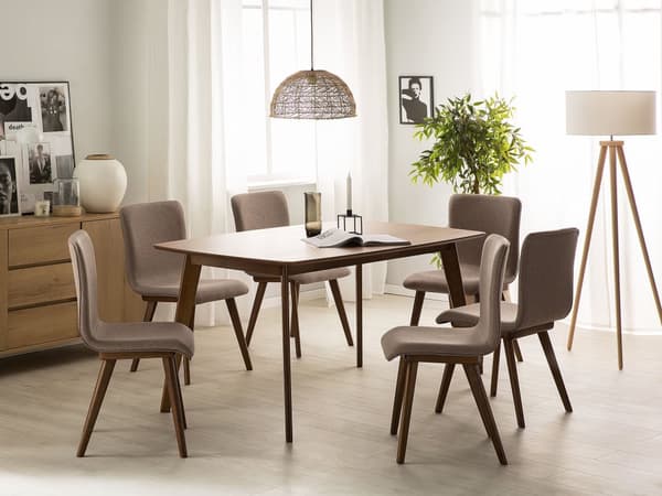 Matbord Mörk trä Faner 150 x 90 cm Rektangulär Traditionell Stil