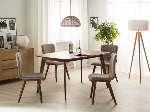 Matbord Mörk trä Faner 150 x 90 cm Rektangulär Traditionell Stil