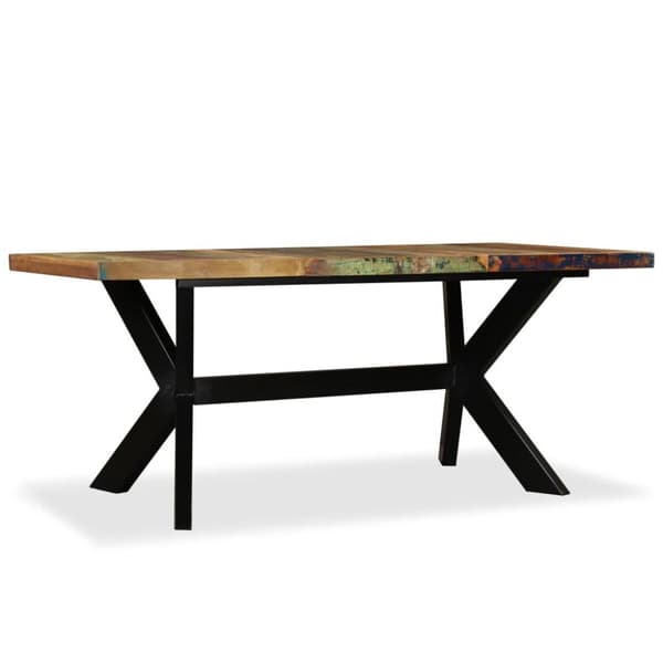vidaXL Spisebord gjenvunnet heltre og stålkryss 180 cm