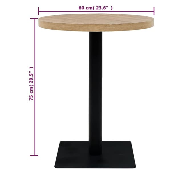vidaXL Bistrobord MDF og stål rund 60x75 cm eikefarge