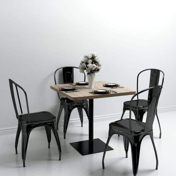 vidaXL Bistropöytä MDF ja teräs neliö 80x80x75 cm tammenvärinen