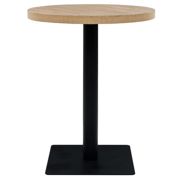 vidaXL Bistropöytä MDF ja teräs pyöreä 60x75 cm tammenvärinen