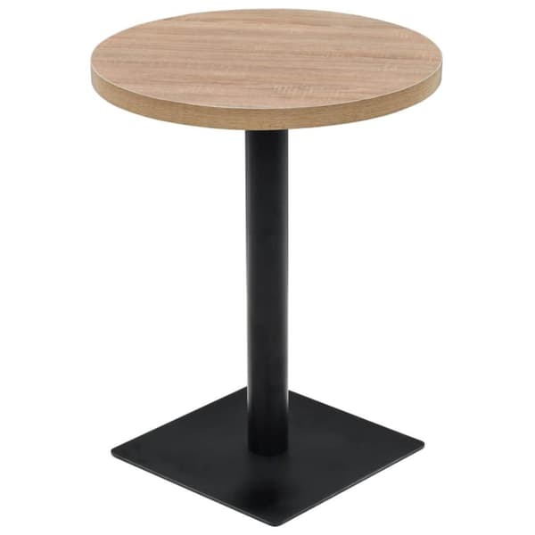vidaXL Bistropöytä MDF ja teräs pyöreä 60x75 cm tammenvärinen