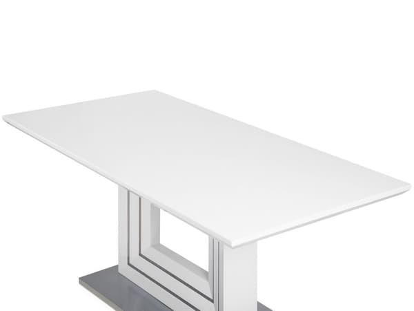 Matbord Vit MDF 180 x 90 cm Hög Glans Stålbas Vardagsrum Modern Design