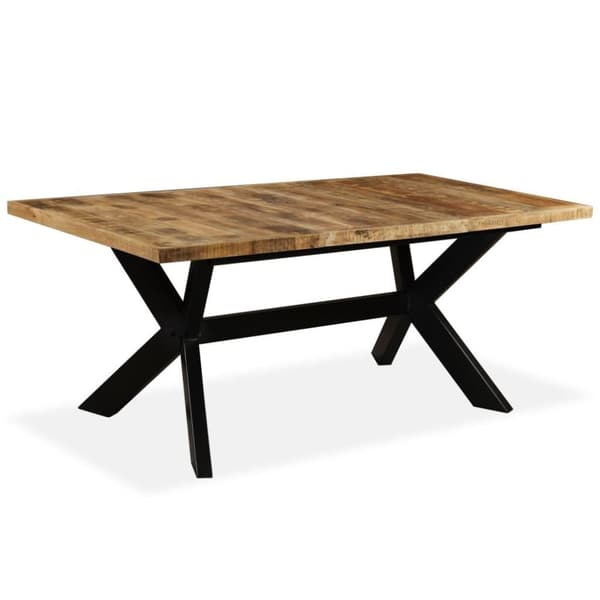 vidaXL Matbord massivt mangoträ och stål kryss 180 cm