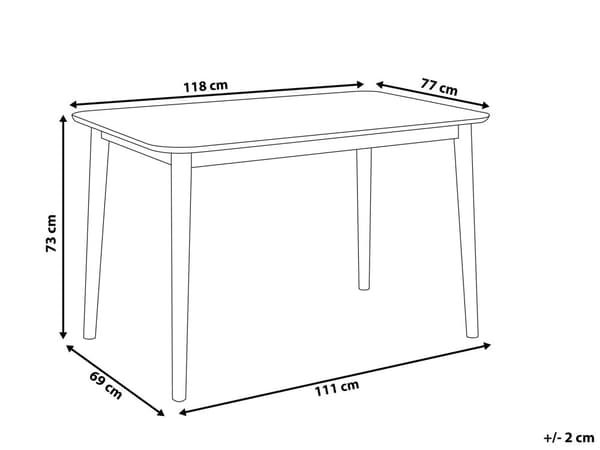 Ruokapöytä harmaa 118 x 77 x 73 cm kumipuu MDF-levy 4 hengelle suorakulmio skandinaavinen