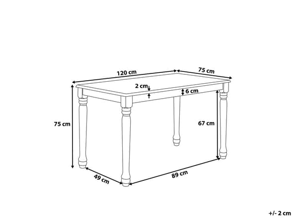 Ruokapöytä valkoinen 120 x 75 x 75 cm MDF-levy kumipuu neljälle hengelle ruokahuone skandinaavinen