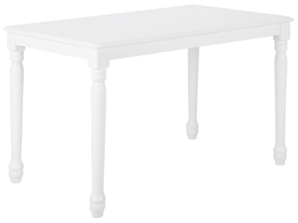 Ruokapöytä valkoinen 120 x 75 x 75 cm MDF-levy kumipuu neljälle hengelle ruokahuone skandinaavinen