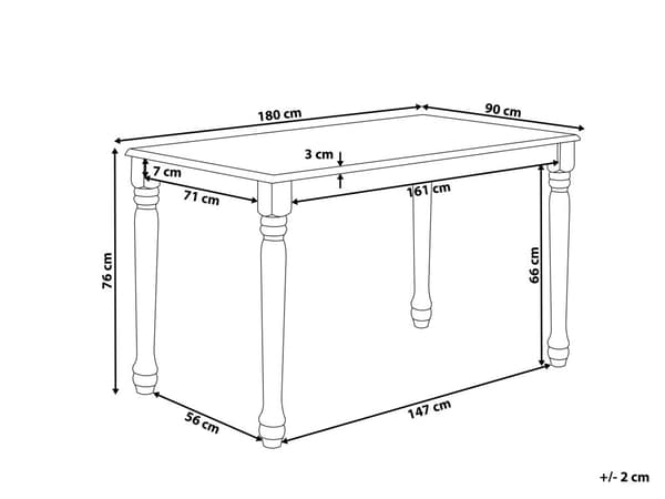 Ruokapöytä valkoinen 180 x 90 x 75 cm MDF-levy kumipuu kuudelle hengelle ruokahuone skandinaavinen