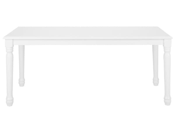 Ruokapöytä valkoinen 180 x 90 x 75 cm MDF-levy kumipuu kuudelle hengelle ruokahuone skandinaavinen
