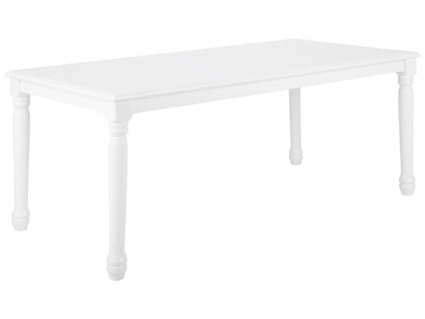 Ruokapöytä valkoinen 180 x 90 x 75 cm MDF-levy kumipuu kuudelle hengelle ruokahuone skandinaavinen