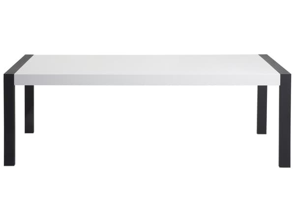 Spisebord Hvid Blank MDF med Sort Stålben 220 x 90 cm 8 Personer Lang Moderne Genbrugstræ Spisestuemøbel Højglans Køkken Indretning Dekor