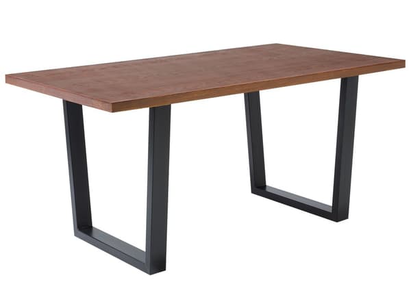 Sort Spisebord Mørkt Træ 160 x 90 cm 6 Sæder Metal Industriel Design
