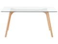 Miniatyrbillede 4 af 6: Spisebord Gennemsigtig Glasbordplade Klar Træben Rektangulær 160 x 90 cm Skandinavisk Minimalistisk Design