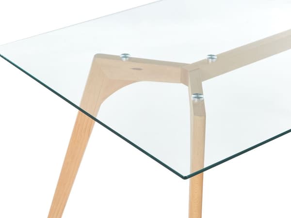 Spisebord Gennemsigtig Glasbordplade Klar Træben Rektangulær 160 x 90 cm Skandinavisk Minimalistisk Design