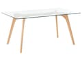 Miniatyrbillede 1 af 6: Spisebord Gennemsigtig Glasbordplade Klar Træben Rektangulær 160 x 90 cm Skandinavisk Minimalistisk Design