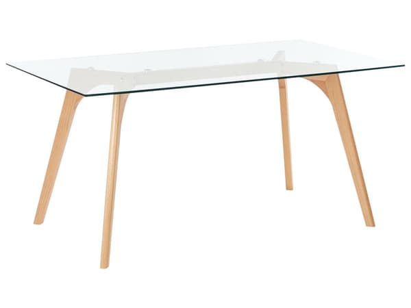 Spisebord Gennemsigtig Glasbordplade Klar Træben Rektangulær 160 x 90 cm Skandinavisk Minimalistisk Design