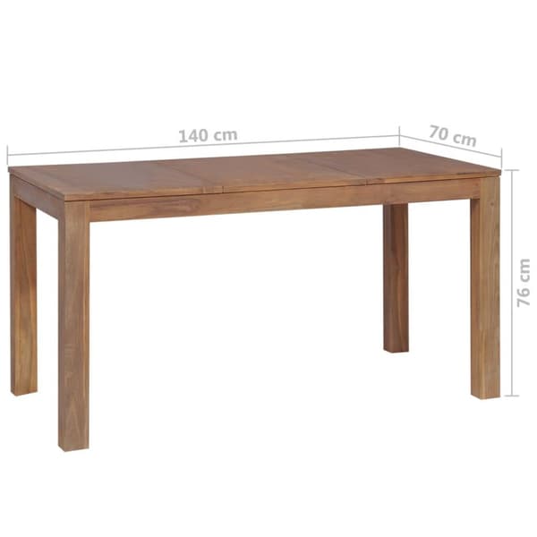 vidaXL spisebord 140x70x76 cm massivt teaktræ naturlig finish
