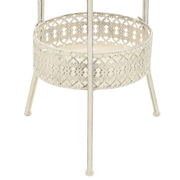 vidaXL Bistropöytä vintagetyyli metalli pyöreä 40x70 cm valkoinen