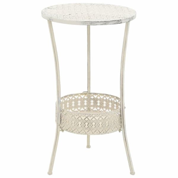 vidaXL Bistropöytä vintagetyyli metalli pyöreä 40x70 cm valkoinen