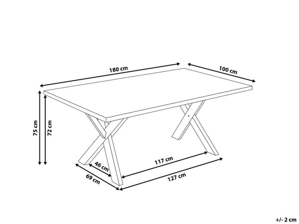 Ruokapöytä valkoinen 180 x 75 x 100 cm MDF-levy kumipuu 6 hengen suorakulmainen