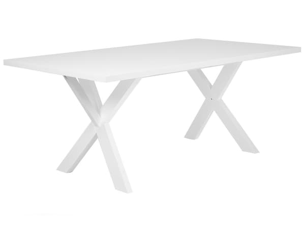 Matbord Vit Bordsskiva 77 x 180 x 80 cm Kryss Stabila Träben Köksbord