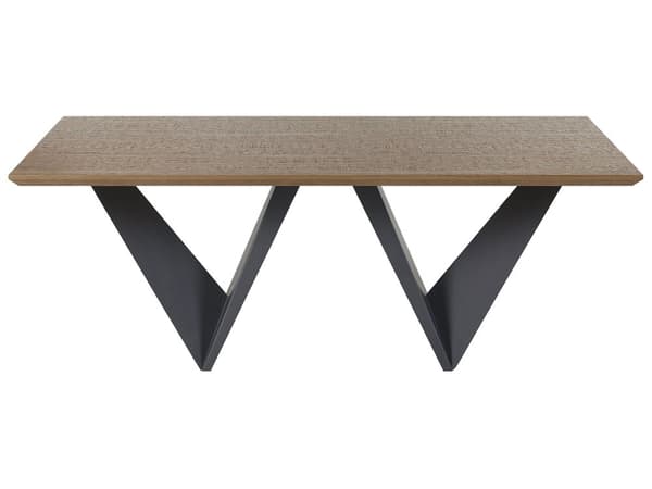 Ruokapöytä tumma puu MDF-levy musta metalli 200 x 100 cm kuudelle hengelle moderni