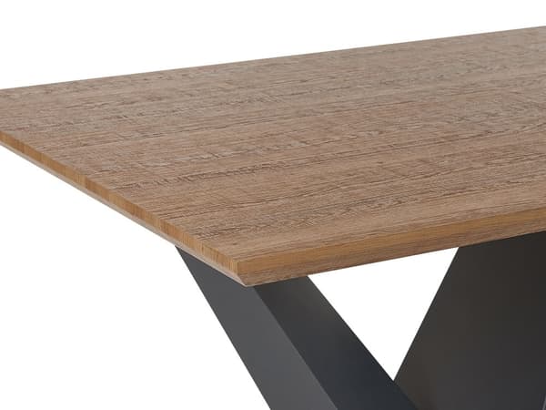Ruokapöytä tumma puu MDF-levy musta metalli 200 x 100 cm kuudelle hengelle moderni