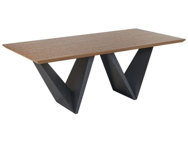 Mørk sort træ spisebord med geometriske ben 200 x 100 cm moderne