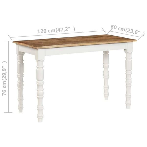 vidaXL Matbord 120x60x76 cm massivt mangoträ