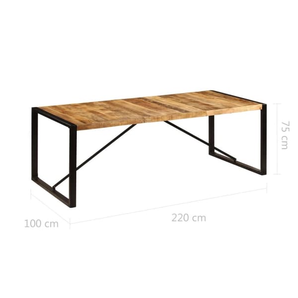 vidaXL spisebord 220 x 100 x 75 cm massivt mangotræ