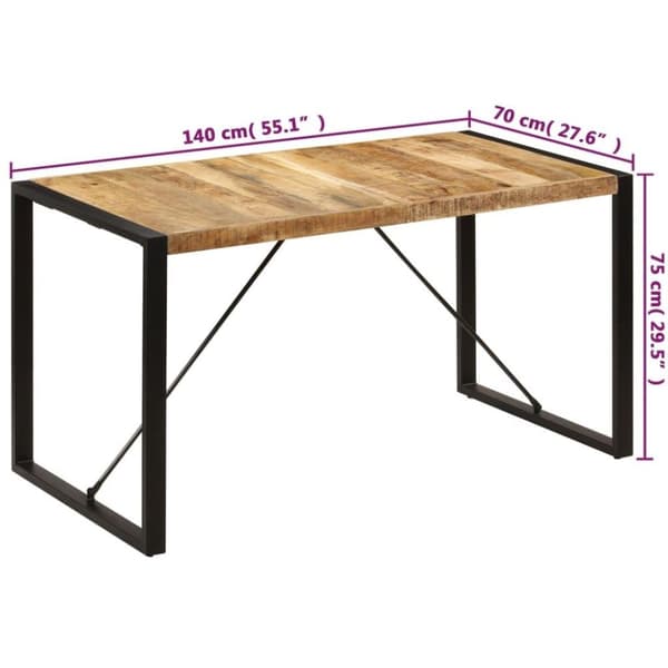 vidaXL Matbord 140x70x75 cm massivt mangoträ