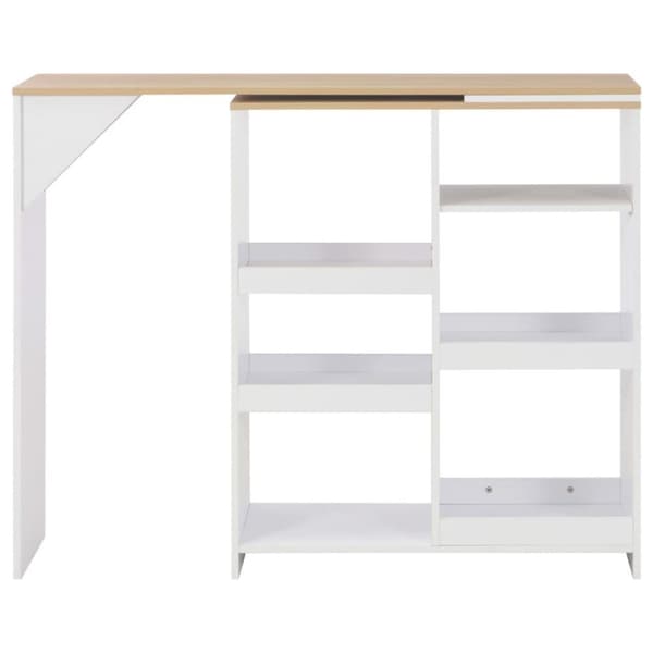 vidaXL Barbord med flyttbar hylla vit 138x39x110 cm