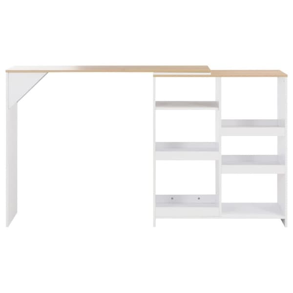 vidaXL Barbord med flyttbar hylla vit 138x39x110 cm
