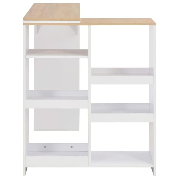 vidaXL Barbord med flyttbar hylla vit 138x39x110 cm