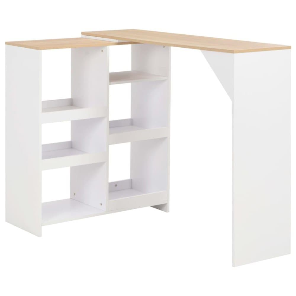 vidaXL Barbord med flyttbar hylla vit 138x39x110 cm