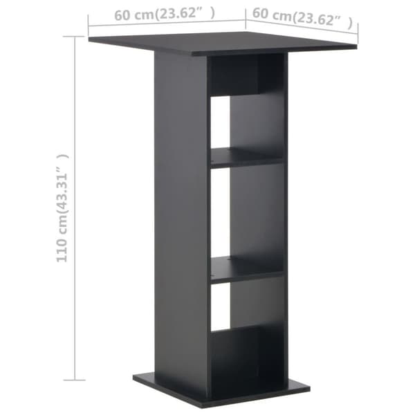 vidaXL Barbord svart 60x60x110 cm