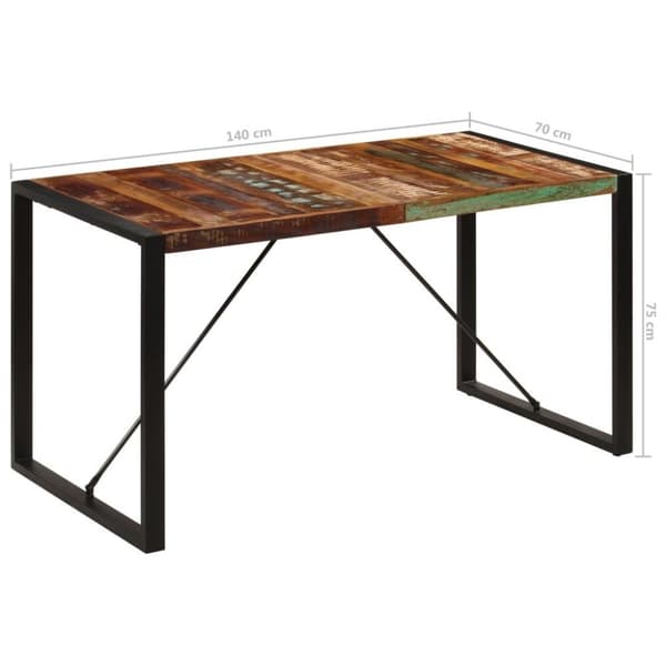 vidaXL spisebord 140x70x75 cm massivt genbrugstræ