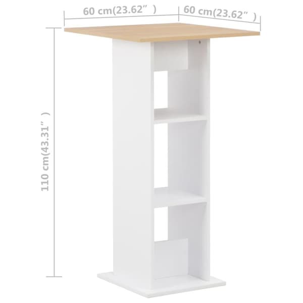 vidaXL barbord 60x60x110 cm hvid og sonoma-eg